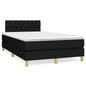JUNG Vida Boxspringbett mit Matratze & LED Schwarz 120x190 cm Stoff