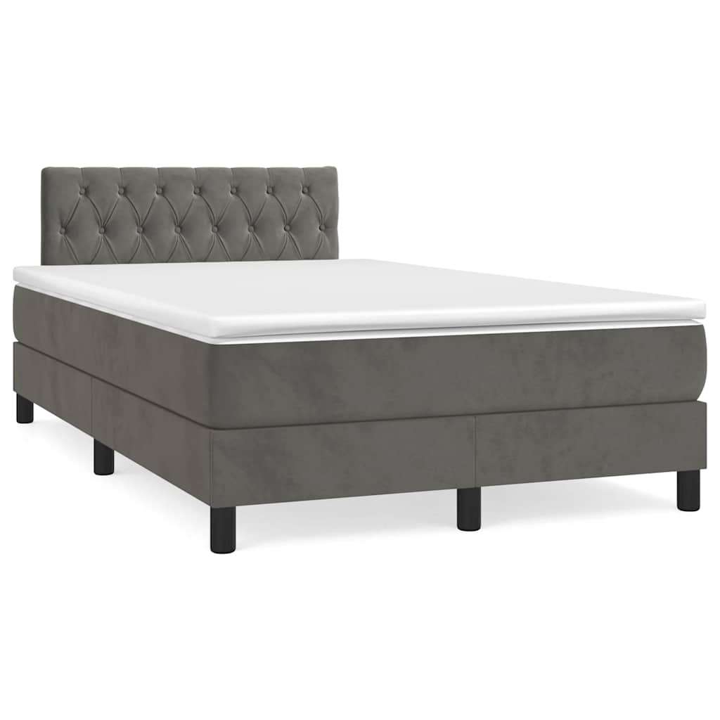 JUNG Vida Boxspringbett mit Matratze & LED Dunkelgrau 120x190 cm Samt