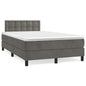 JUNG Vida Boxspringbett mit Matratze & LED Dunkelgrau 120x190 cm Samt