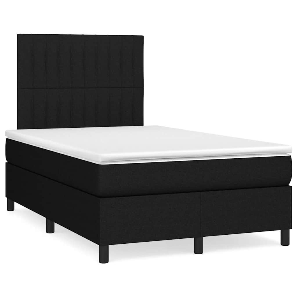 JUNG Vida Boxspringbett mit Matratze & LED Schwarz 120x190 cm Stoff