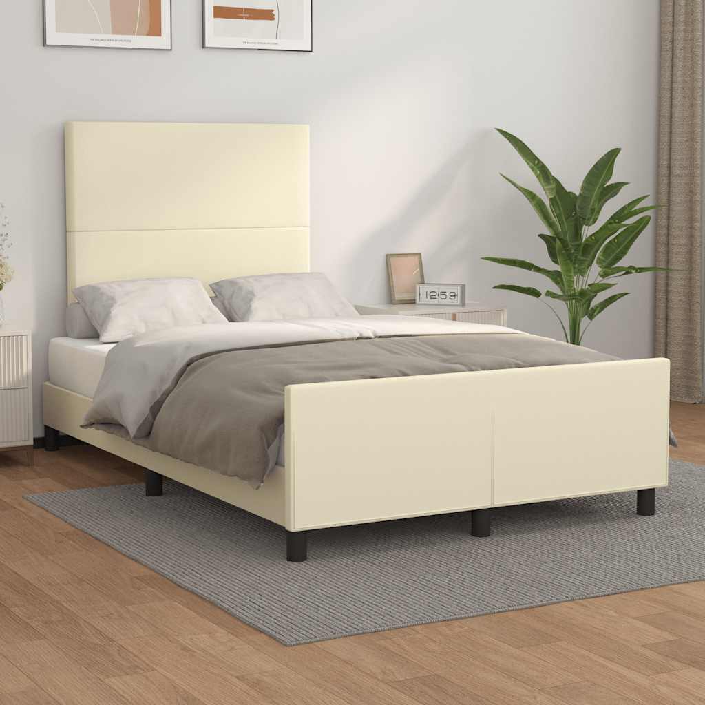 JUNG Vida Bettgestell ohne Matratze Creme 120x190 cm Kunstleder