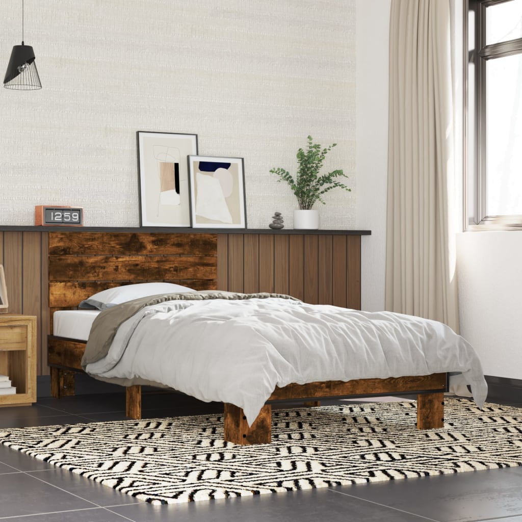 JUNG Vida Bettgestell Räuchereiche 90x190 cm Holzwerkstoff und Metall