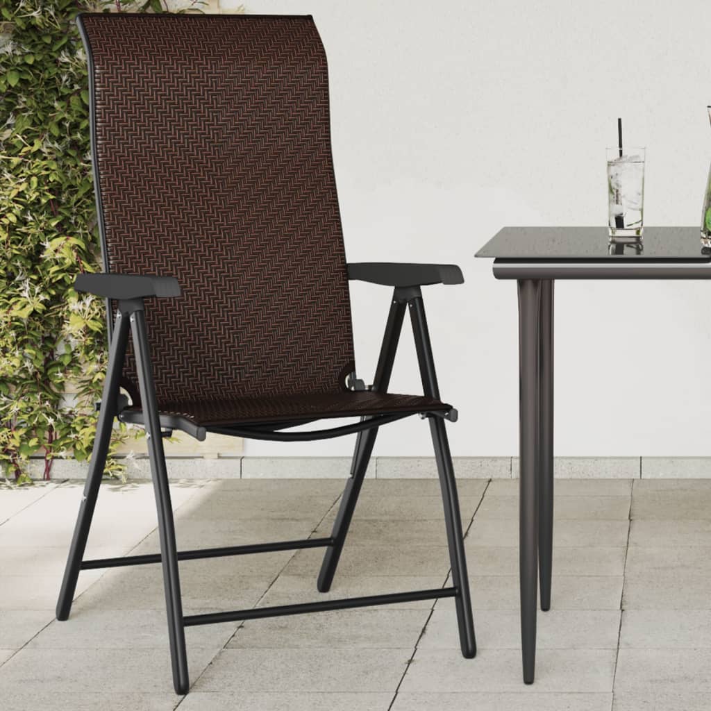 JUNG Vida Gartenstühle 4 Stk. Klappbar Braun Poly Rattan