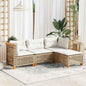 JUNG Vida 4-tlg. Garten-Sofagarnitur mit Kissen Beige Poly Rattan