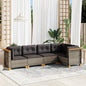 JUNG Vida 5-tlg. Garten-Sofagarnitur mit Kissen Grau Poly Rattan