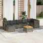 JUNG Vida 8-tlg. Garten-Sofagarnitur mit Kissen Grau Poly Rattan