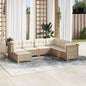 JUNG Vida 7-tlg. Garten-Sofagarnitur mit Kissen Beige Poly Rattan
