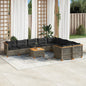 JUNG Vida 10-tlg. Garten-Sofagarnitur mit Kissen Grau Poly Rattan