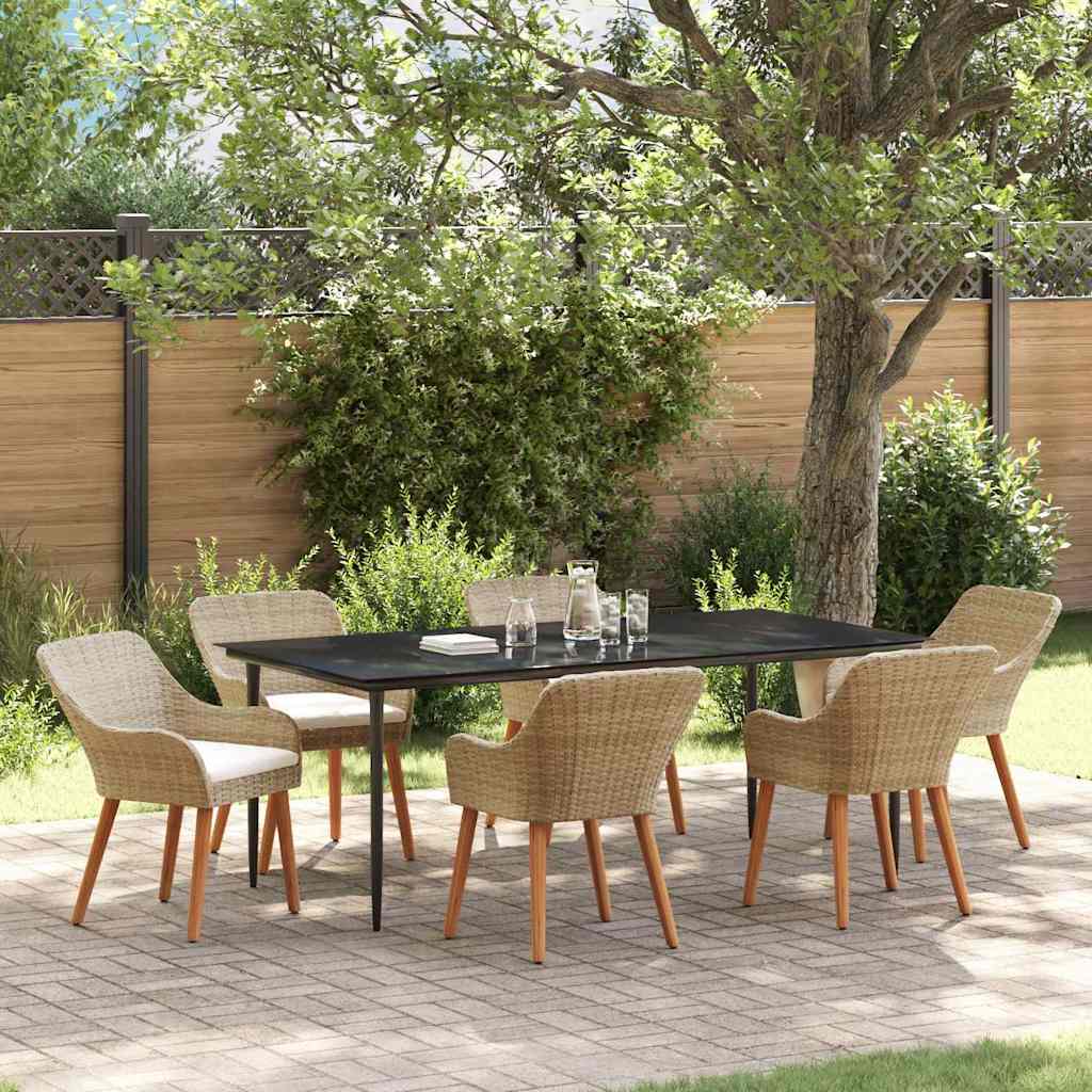 JUNG Vida Garten Essgruppe mit Kissen 7 pcs Beige Poly-Rattan
