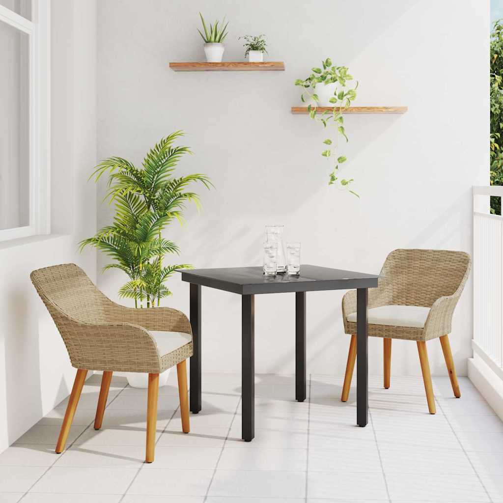 JUNG Vida Garten Essgruppe mit Kissen 3 pcs Beige Poly-Rattan