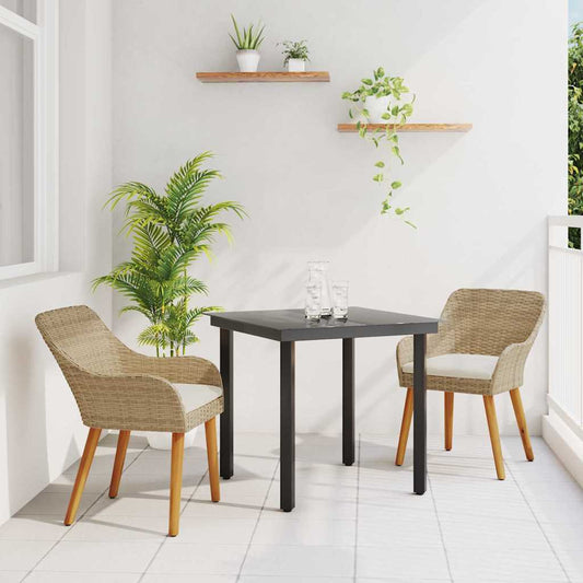 JUNG Vida Garten Essgruppe mit Kissen 3 pcs Beige Poly-Rattan