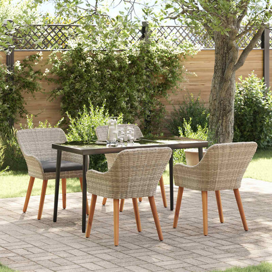 JUNG Vida Garten Essgruppe mit Kissen 5 pcs Hellgrau Poly-Rattan