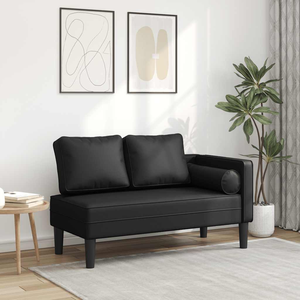 JUNG Vida Chaiselongue mit Kissen Schwarz Kunstleder