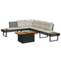 JUNG Vida 2-tlg. Garten-Sofagarnitur mit Kissen Schwarz Poly Rattan