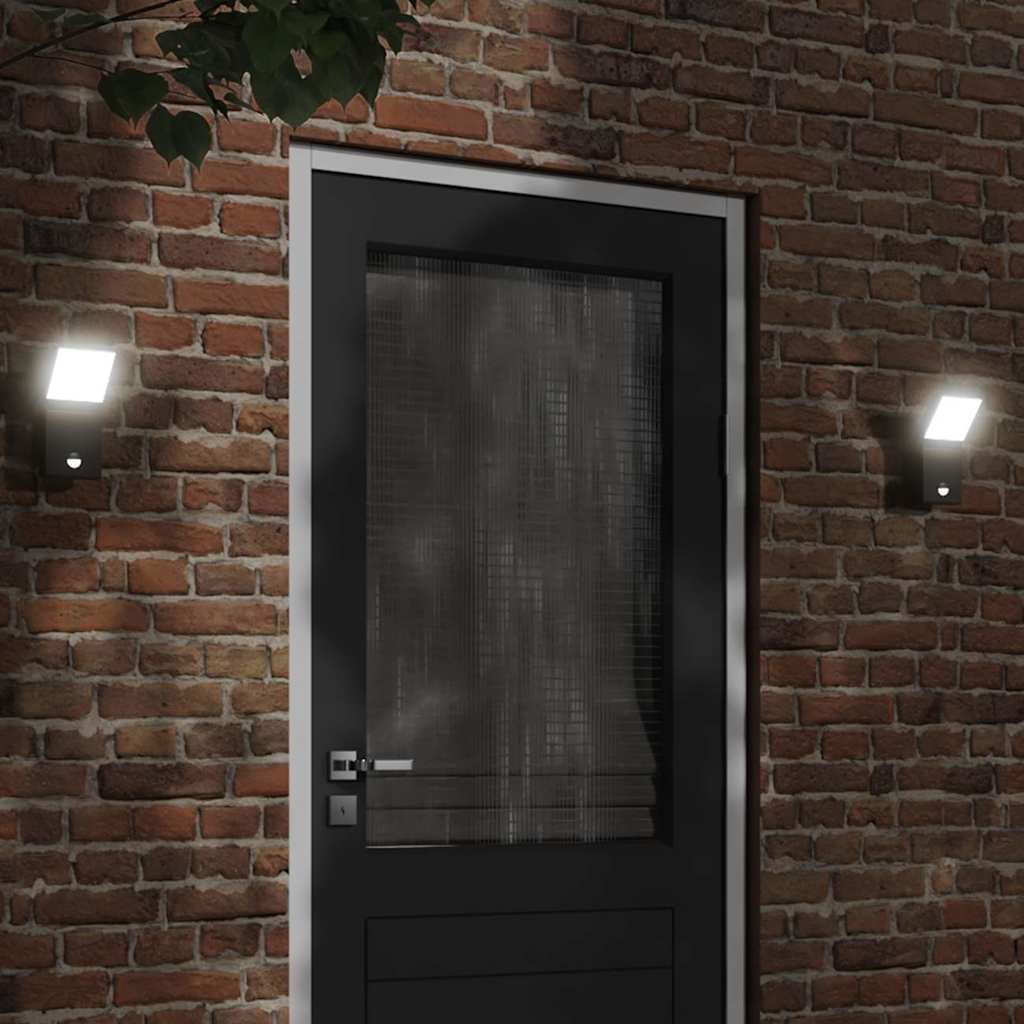 JUNG Vida LED-Außenwandleuchten mit Sensor 2 Stk. Schwarz Aludruckguss