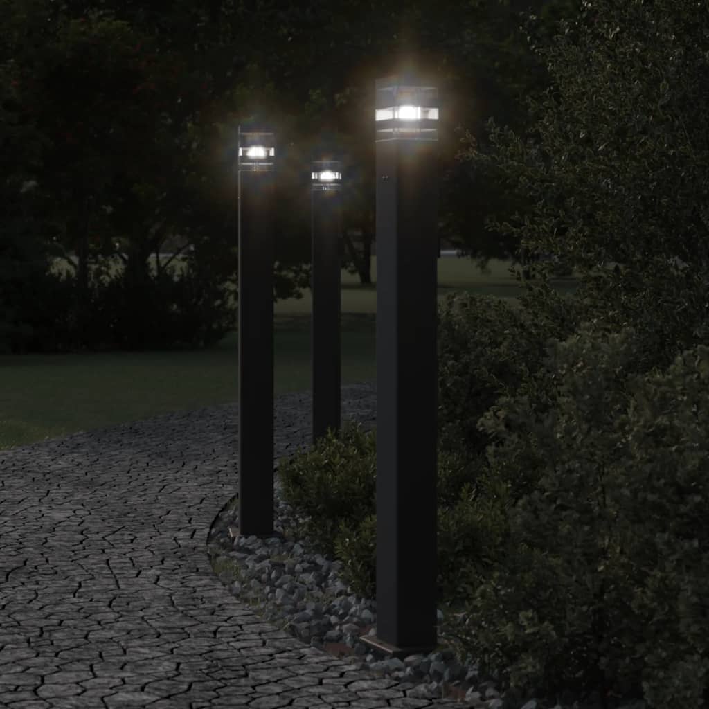 JUNG Vida Wegeleuchten mit Steckdose 3 Stk. Schwarz 110 cm Aluminium