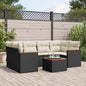 JUNG Vida 7-tlg. Garten-Sofagarnitur mit Kissen Schwarz Poly Rattan