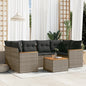 JUNG Vida 7-tlg. Garten-Sofagarnitur mit Kissen Grau Poly Rattan
