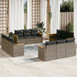 JUNG Vida 12-tlg. Garten-Sofagarnitur mit Kissen Grau Poly Rattan