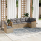 JUNG Vida 6-tlg. Garten-Sofagarnitur mit Kissen Beige Poly Rattan