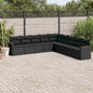 JUNG Vida 9-tlg. Garten-Sofagarnitur mit Kissen Schwarz Poly Rattan