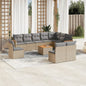 JUNG Vida 11-tlg. Garten-Sofagarnitur mit Kissen Beige Poly Rattan