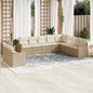 JUNG Vida 10-tlg. Garten-Sofagarnitur mit Kissen Beige Poly Rattan