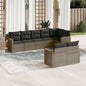 JUNG Vida 8-tlg. Garten-Sofagarnitur mit Kissen Grau Poly Rattan