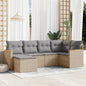 JUNG Vida 6-tlg. Garten-Sofagarnitur mit Kissen Beige Poly Rattan