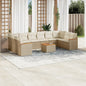 JUNG Vida 11-tlg. Garten-Sofagarnitur mit Kissen Beige Poly Rattan
