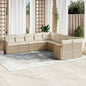 JUNG Vida 10-tlg. Garten-Sofagarnitur mit Kissen Beige Poly Rattan
