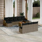 JUNG Vida 11-tlg. Garten-Sofagarnitur mit Kissen Grau Poly Rattan