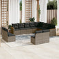 JUNG Vida 12-tlg. Garten-Sofagarnitur mit Kissen Grau Poly Rattan