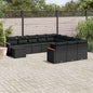 JUNG Vida 12-tlg. Garten-Sofagarnitur mit Kissen Schwarz Poly Rattan