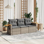 JUNG Vida 3-tlg. Garten-Sofagarnitur mit Kissen Grau Poly Rattan