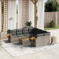 JUNG Vida 9-tlg. Garten-Sofagarnitur mit Kissen Grau Poly Rattan