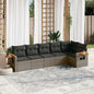 JUNG Vida 6-tlg. Garten-Sofagarnitur mit Kissen Grau Poly Rattan