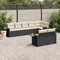 JUNG Vida 8-tlg. Garten-Sofagarnitur mit Kissen Schwarz Poly Rattan