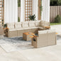 JUNG Vida 9-tlg. Garten-Sofagarnitur mit Kissen Beige Poly Rattan