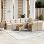 JUNG Vida 10-tlg. Garten-Sofagarnitur mit Kissen Beige Poly Rattan