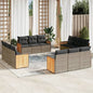 JUNG Vida 12-tlg. Garten-Sofagarnitur mit Kissen Grau Poly Rattan