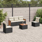 JUNG Vida 6-tlg. Garten-Sofagarnitur mit Kissen Schwarz Poly Rattan