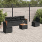 JUNG Vida 7-tlg. Garten-Sofagarnitur mit Kissen Schwarz Poly Rattan