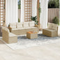 JUNG Vida 9-tlg. Garten-Sofagarnitur mit Kissen Beige Poly Rattan