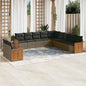 JUNG Vida 11-tlg. Garten-Sofagarnitur mit Kissen Grau Poly Rattan