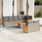 JUNG Vida 9-tlg. Garten-Sofagarnitur mit Kissen Beige Poly Rattan
