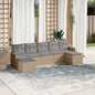 JUNG Vida 7-tlg. Garten-Sofagarnitur mit Kissen Beige Poly Rattan