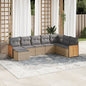 JUNG Vida 8-tlg. Garten-Sofagarnitur mit Kissen Beige Poly Rattan