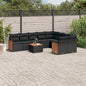 JUNG Vida 10-tlg. Garten-Sofagarnitur mit Kissen Schwarz Poly Rattan