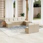 JUNG Vida 9-tlg. Garten-Sofagarnitur mit Kissen Beige Poly Rattan